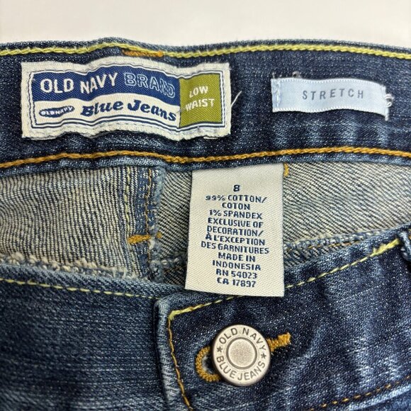 Old Navy Low Waist Straight Leg Women's size 8 Dark Wash Blue Denim Jeans - Picture 2 of 3